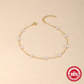 wholesale S925 Sterling Silver Minimalist Pearl Anklet, a Chic and Versatile Korean-inspired Accessory-0-3
