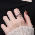 wholesale S925 Sterling Silver Retro Vintage Style Chain Link Irregular Bar Geometric Adjustable Ring Unisex-0-3