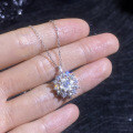 S925 Sterling Silver Moissanite Rotating Snowflake Pendant Necklace-0-1