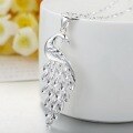 wholesale Fine Silver Maker S999 Vintage Phoenix Peacock Filigree Pendant for Women, Fashion Minimalist Ethnic Style Niche Design Jewelry-0-1