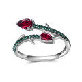wholesale S925 Sterling Silver Natural Garnet Topaz Amethyst Jewelry Set with Ring and Earrings-0-6