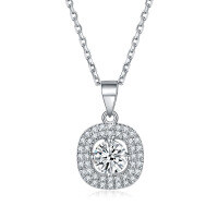 wholesale 925 Sterling Silver Jewelry Set Three-Piece Square Ring Necklace Women's Versatile Stud Earrings Small Unique Design-Necklace TLXL108 925 silver