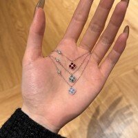 wholesale S925 Sterling Silver Korean and Japanese Women's Necklace, Minimalist and Stylish, Versatile, Forest-inspired Four-leaf Clover Chic Collarbone Chain-DM190004-SW-GY>925 silver