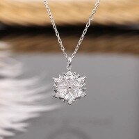wholesale S925 Sterling Silver Maker Romantic Snowflake Full Diamond Flower Necklace for Women, Fashionable Niche Design Elegant Versatile Choker-Snowflake Necklace--Rose Gold 925 Silver