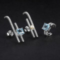 wholesale S925 Silver Fashionable Light Luxury Earring Three-Piece Set with Inlaid Natural Freshwater Pearls and Matching Topaz Ear Studs and Ear Clips-0-0