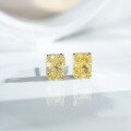 wholesale 925 Sterling Silver Women's Earrings Simple Classic Four-Prong Ice Flower Cut Earrings with Yellow Diamond Radiant Cut Earrings Factory Direct-0-3