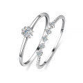925 Silver Moissanite Ring Pinky Stackable Ring-0-2