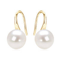 S925 Silver Freshwater Pearl Spoon Design French Luxury Ear Hooks, Simple and Elegant.-Simple pearl ear hooks [K gold]  925 silver