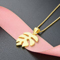 wholesale 925 Sterling Silver Amazon Cross-border Drop Leaf Necklace for Women, Minimalist and Versatile Clavicle Chain with Monstera Leaf Pendant-0-3