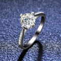 925 Silver Moissanite Four-Prong Crown Engagement Ring for Women-0-0
