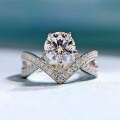 wholesale S925 Sterling Silver New Classic One-Carat White Diamond Ring for Women, European and American Style Diamond Engagement Ring Band-0-5