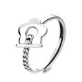 wholesale S925 Sterling Silver Korean-style Floral Chain Clasp Creative Trendy Light Luxury Open Adjustable Ring for Women-0-4