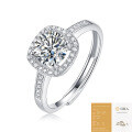 S925 Silver Moissanite Six-Claw Light Luxury Adjustable Ring-0-35