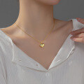 wholesale Sterling Silver S925 Minimalist Small Heart Necklace Simple Little Red Book Smooth Surface Peach Heart Pendant Collarbone Chain D9105-0-1