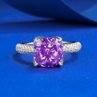 wholesale 925 Sterling Silver New Jewelry Lavender Purple 8*8 Goddess Pink Bud Gentle Style Ring Live Broadcast Edition-R1154 Lavender Diamond>No. 9