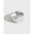 wholesale S925 Sterling Silver JA187 Korean Version CHIC Style Minimalist Smooth Wide Square Open Ring-0-0