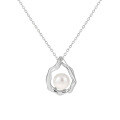 wholesale S925 Sterling Silver Geometric Waterdrop Design Minimalist Pearl Pendant Necklace for Women-0-5