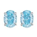 wholesale 925 Sterling Silver New 6*8mm Aquamarine Zircon Stud Earrings, Cross-border Ins Best Seller-0-4