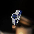 wholesale Metal S925 Sterling Silver Simulated Royal Blue 5*5mm Fat Square Ring Unisex Minimalist Style-0-2