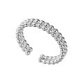 wholesale S925 Sterling Silver Korean-style Textured Bead Ring for Women, Minimalist Double-Layer Circle Ring Stackable Design for Index Finger-0-4
