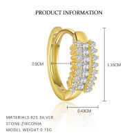 wholesale S925 Sterling Silver Geometric Zircon Earrings For Women, European And American Fashion Set, French Luxury Ear Cuffs-E4859-Gold/Pair 925 Silver