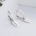 wholesale S925 Sterling Silver Asymmetric Tag Tassel Earrings in Ins Style, Street Chic and Versatile for Good Luck-0-1