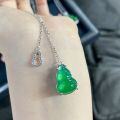 wholesale S925 Sterling Silver New Chinese Style Necklace for Women with Buddha, Gourd, Ruyi, Chalcedony, Water Foam Jade Cabochon, Imperial Green Agate Pendant-0-11