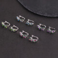 wholesale S925 Silver new design-inspired natural topaz earrings with cluster-set garnet, peridot, and amethyst gemstones-0-4