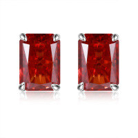 wholesale 925 Silver 1ct VVS1 Colorful Moissanite Radiant Earrings, New Collection by Yuntong Jewelry, Selling Well Across Borders-Red 5*7mm (1ct*2)