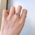 wholesale 925 Silver ZHUO ZHI FAN Jewelry New 7*7 Radiant Pink Diamond Open Ring for Women,-0-2