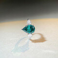 wholesale S925 Sterling Silver Cross-Border Pure Silver Ring for Women with Zircon Teardrop-Shaped Faceted Pear-Cut Diamond Engagement Ring Emerald Gemstone Non-Tarnish-0-2