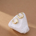 wholesale Metal 925 Silver Retro C-shaped Ear Studs For Women,ins。-0-1