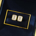 wholesale Metal: 925 Silver, Style: European and American Cross-Border, Size: 6*8mm Rectangular Pagoda Ear Studs, Classic Fashion Item-0-3