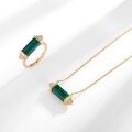 wholesale S925 sterling silver gold-plated minimalist geometric malachite and diamond-embedded necklace, fashionable and unique, available for dropshipping-0-4