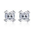 wholesale Sterling Silver Europe & US New Shining Simulated Cushion Cut Ice Diamond Stud Earrings 8*8mm-0-5