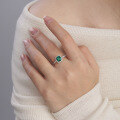 wholesale S925 Silver Lab-Grown Emerald Cushion-Cut 15ct Ring Fashionable and Versatile Direct Factory Stock-0-3