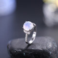 wholesale S925 Silver Vintage Cold Sense Natural Cream Blue Moonstone Ring, Popular in 2024-0-1
