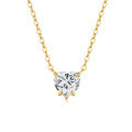 14K Gold Plated 925 Silver Moissanite Heart Pendant Necklace for Women, Cross-Border Supply-0-3