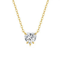 14K Gold Plated 925 Silver Moissanite Heart Pendant Necklace for Women, Cross-Border Supply.-2CT set with cubic zirconia  925 silver