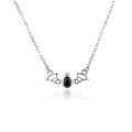 wholesale 925 Sterling Silver Small Bat Necklace for Women, Korean Style Minimalist Diamond Accent Pendant Chain, Unique Design Collarbone Chain-0-4