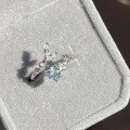 wholesale S925 Sterling Silver Aqua Blue Heart Diamond Mermaid Tail Ring, Luxury High-End Sense, Temperament Sweet, Niche Personality Index Finger Ring-0-0