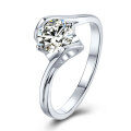 wholesale S925 Sterling Silver Twisted Wall Moissanite Simulated Diamond 1 Carat Women's Ring, Niche High-end Light Luxury Direct from Source Factory-0-1