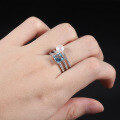 wholesale S925 Sterling Silver Natural Freshwater Pearl Ring Fashionably Luxurious and High-End, Set with Natural Topaz-0-1