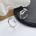 wholesale S925 Sterling Silver Pig Nose/Asymmetrical Screw Pattern Ring, Dongdaemun Fashionable and Elegant Ring-0-0