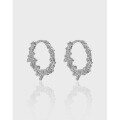 wholesale S925 Sterling Silver Geometric Irregular Surface Texture Minimalist Earrings for Women, Korean Version Ins Niche Design-0-0
