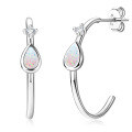 S925 Silver White Opal Earrings, Arched Design, Wholesale, Cross-border Live Sales-0-10
