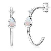 S925 Silver White Opal Earrings, Arched Design, Wholesale, Cross-border Live Sales.-Style H [Clearance Sale with Free Shipping]  925 Silver