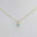wholesale 10K Gold Minimalist Waterdrop Aquamarine Necklace, Women's Real Gold Versatile Gemstone Chain, Valentine's Day Gift-0-2