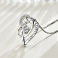wholesale S925 Sterling Silver Zircon Heart Necklace, Light Luxury Exquisite Niche Design Pendant Choker for Valentine's Day-0-3