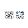 wholesale Sterling Silver S925 Classic Four-Prong Bullhead Moissanite Stud Earrings, Simple and Versatile-0-4